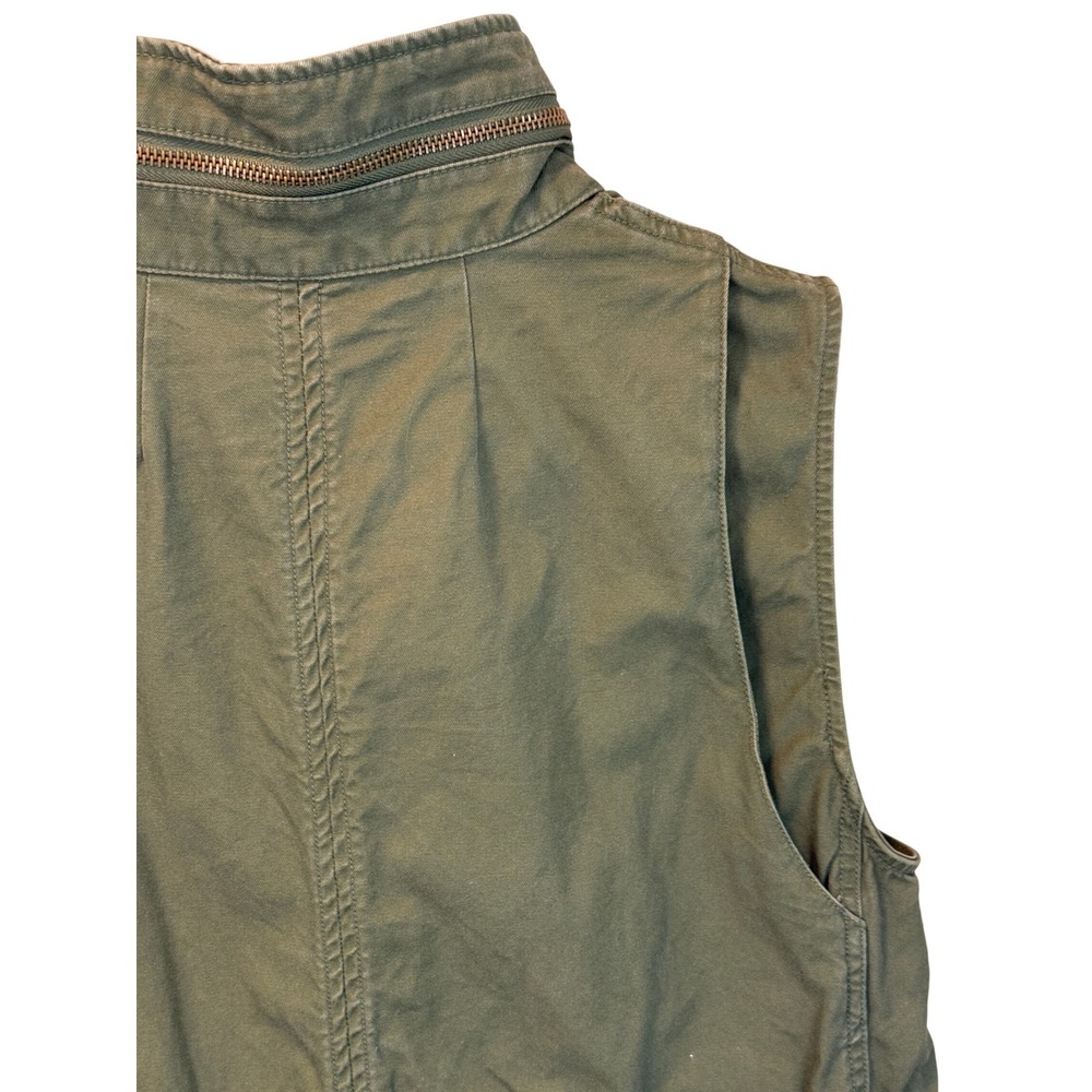Pleione Army Green Cotton Canvas Sleeveless Vest Size Small - Picture 8 of 9